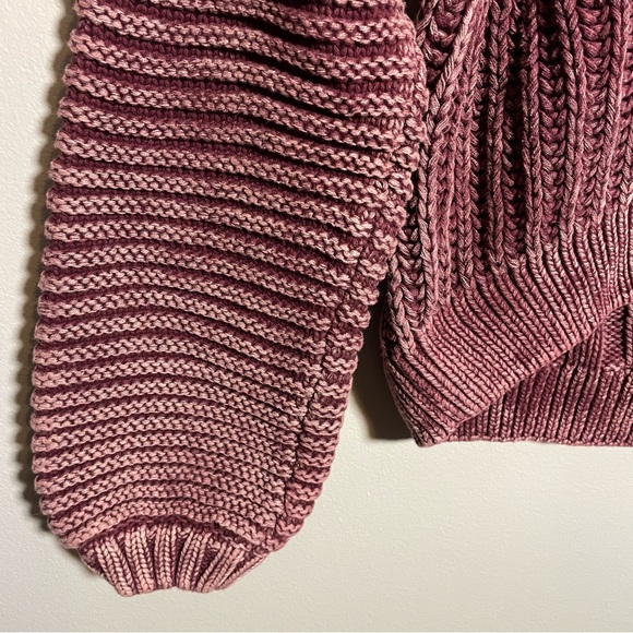 Free People Sweetheart Sweater Mock Neck Chunky Knit Balloon Sleeve Cotton - Picture 7 of 8